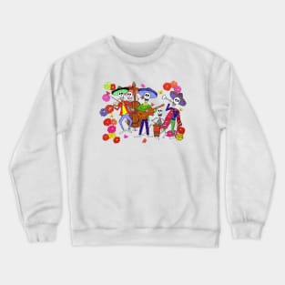 Skeleton Mexican Mariachi Band Guitar, Fiddle, Bass, Drums, Horn Crewneck Sweatshirt